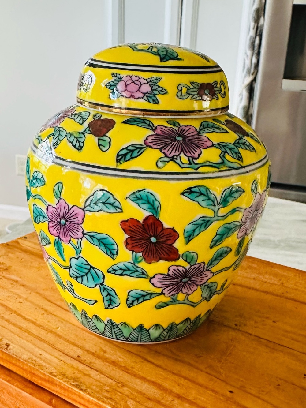 Japanese Vintage Ceramic Ginger Jar with Lid 5" Height